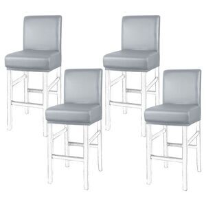 Waterproof Bar Stool Covers Counter Short Back Chair 4pcs Silver Gray